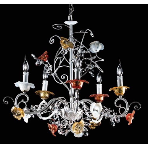 Modern chandelier with silver leaf, Murano glass and Swarovski crystal TP-147