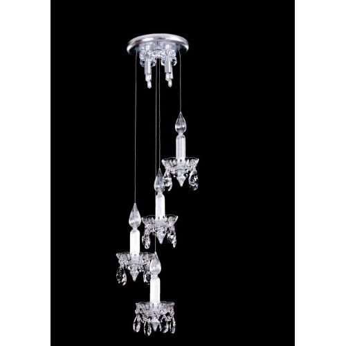 Ceiling lamp in silver leaf, Swarovski crystal and Murano glass TP-153