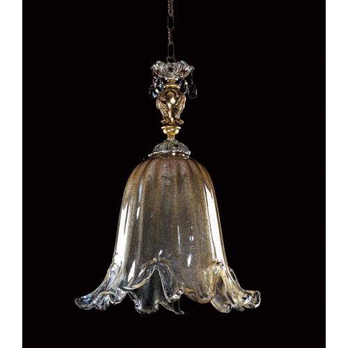 Classic chandelier in gold leaf wood and Murano glass 1 light TP-157