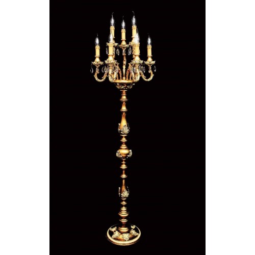 Flambeau floor lamp in gold and ivory leaf wood with crystals TP-163