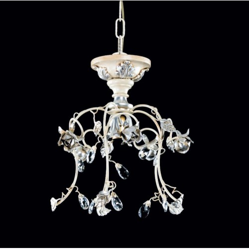 Ivory and silver leaf chandelier with roses and crystal TP-168