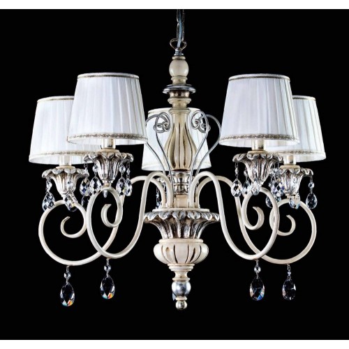 Ivory and silver leaf chandelier with lampshades and crystal TP-190