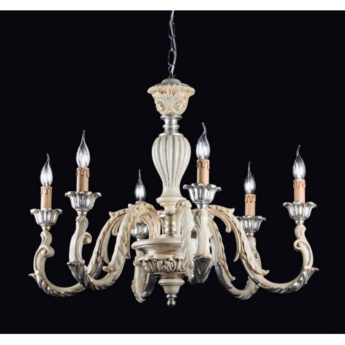 Antique ivory and silver leaf chandelier with rhinestones TP-193