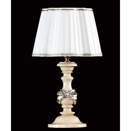 Bedside lamp in ivory wood and silver leaf with lampshade TP-197