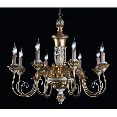 Classic chandelier in ivory and gold leaf with rhinestones TP-198