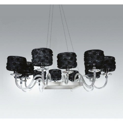 Modern white chandelier with crystal and lampshades TP-218