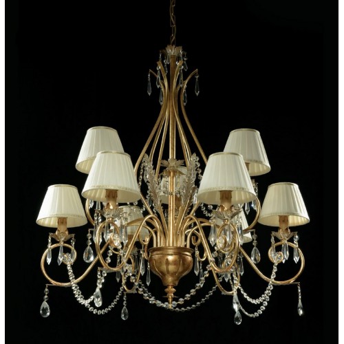 Classic gold chandelier with lampshades and crystal TP-224