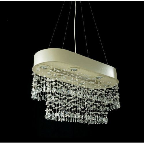 Ivory led chandelier with 6 lights crystal pendants TP-233