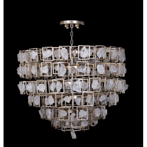 Rock crystal chandelier with antique silver leaf  TP-235