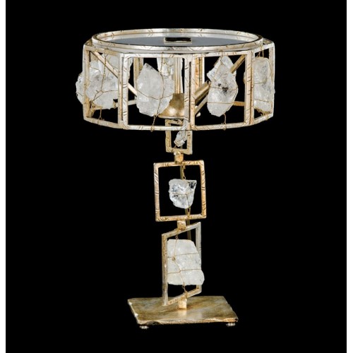 Table lamp in antique silver leaf rock crystal TP-237