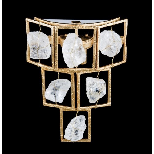 Wall light in rock crystal and antique gold leaf  TP-240