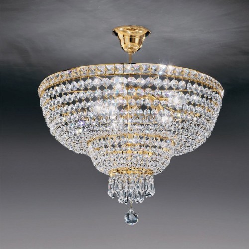 Classic ceiling light in crystal with shiny gold basket LL-1