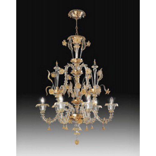 Lampadario classico murano di venezia ambra oro LL-77