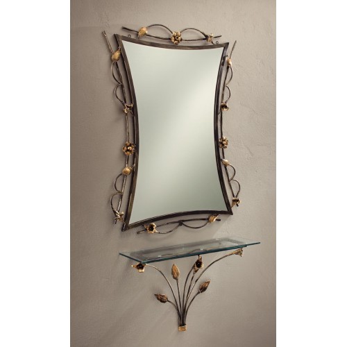 Classic brown gold wrought iron wall mirror BELL-16