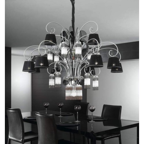 Classic pendant light crystal silver black BELL-52