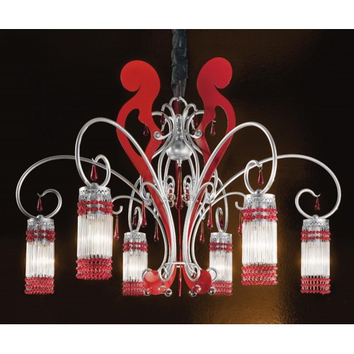 Classic pendant light red crystal silver BELL-58