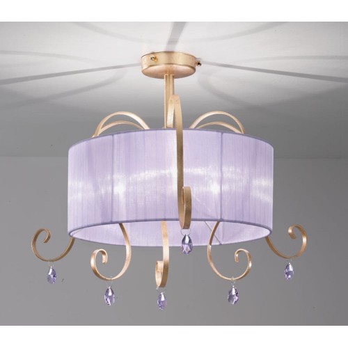 Classic lilac gold crystal ceiling light romantic  BELL-66