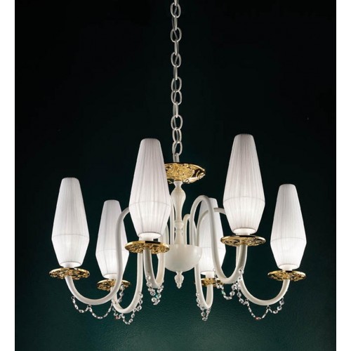 Lampadario a sospensione classico con cristallo bianco oro BELL-71