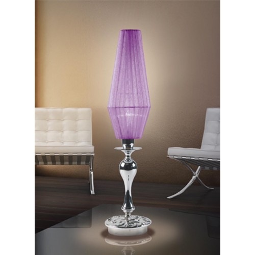 Modern chrome bedside table lamp with purple lampshade BELL-73