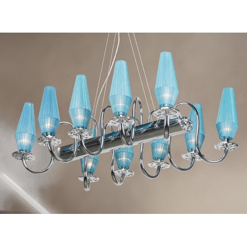 Classic pendant light in turquoise chrome, lampshade BELL-77