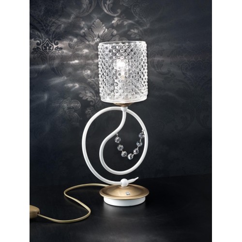 Bedside table lamp crystal white gold glass BELL-78