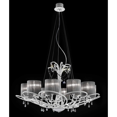 Classic pendant light gray white crystal BELL-84