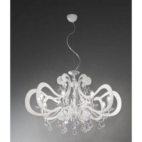 Classic pendant lamp in white crystal BELL-105