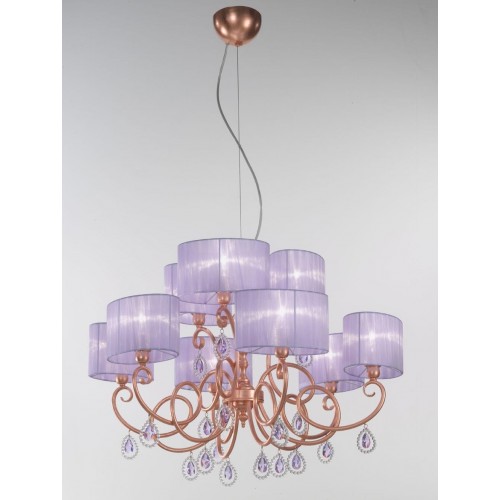 Classic pendant light lilac copper crystal BELL-107