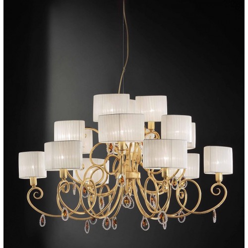 Classic pendant lamp crystal amber gold BELL-108