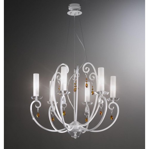 Classic pendant light amber white crystal  BELL-110