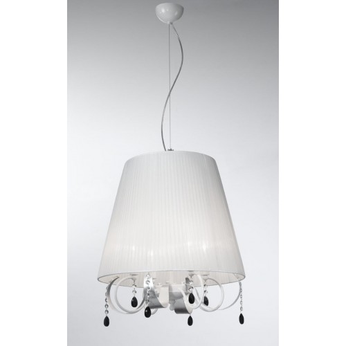 Lampadario a sospensione classico con cristallo bianco argento BELL-113