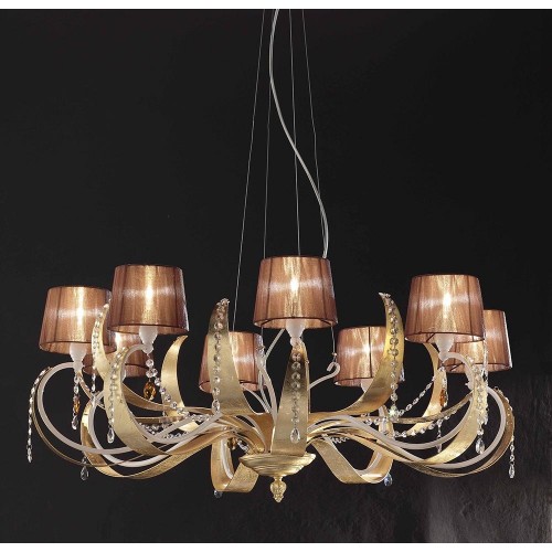 Classic pendant light brown white crystal BELL-114