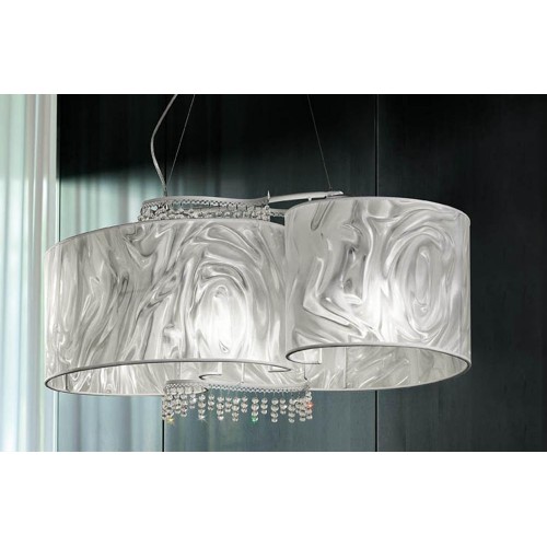 Classic pendant lamp in white crystal BELL-155