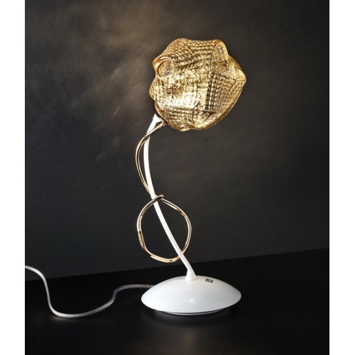 Classic table lamp table lamp white amber glass BELL-161