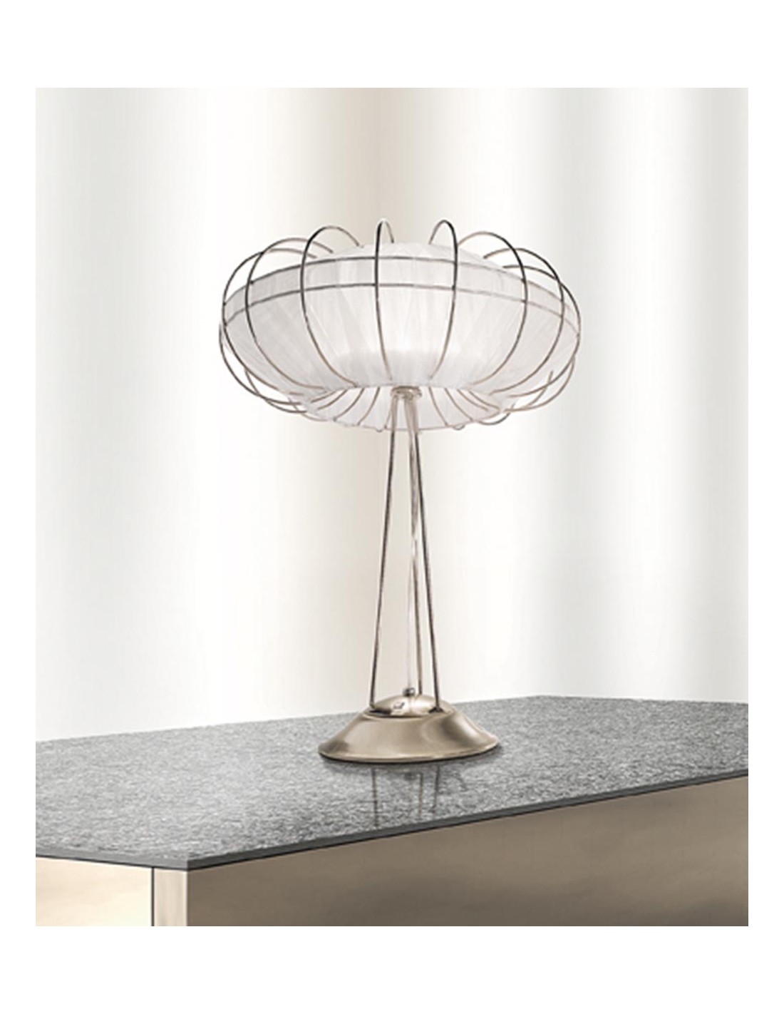 Lampada da comodino lumetto classico vetro bianco ambra BELL-161