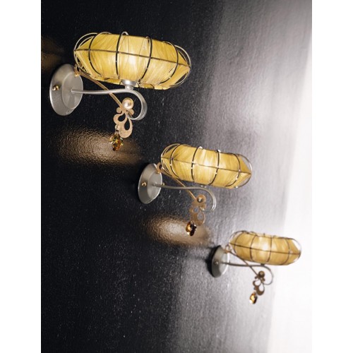 Classic platinum amber crystal wall light  BELL-178