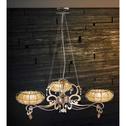 Classic pendant light amber crystal gold BELL-179