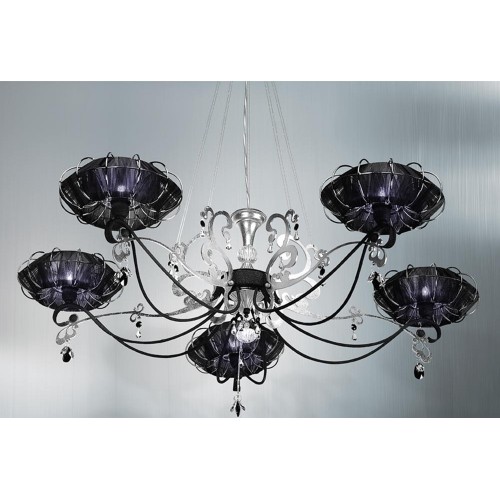 Classic pendant light crystal silver black BELL-180