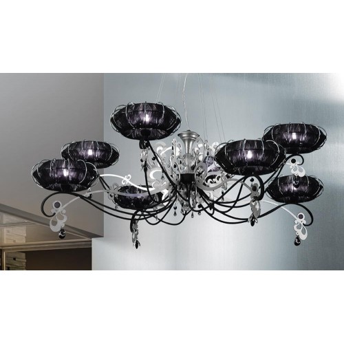 Classic pendant light crystal silver black  BELL-181