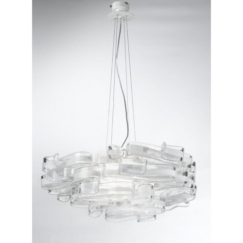 Classic pendant light in white crystal glass BELL-199