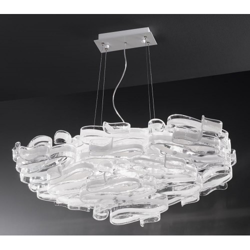 Classic pendant light in white crystal glass  BELL-200