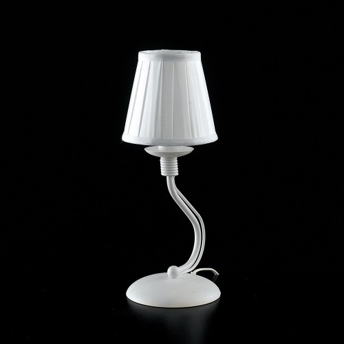 White shabby chic wrought iron bedside lamp with bon-213 lampshade