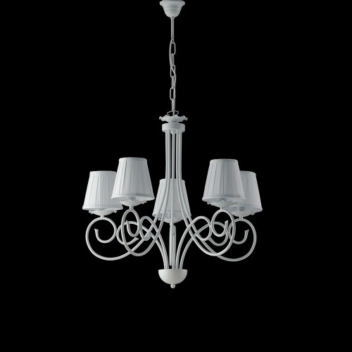 Lampadario in ferro battuto bianco shabby chic con paralumi bon-216