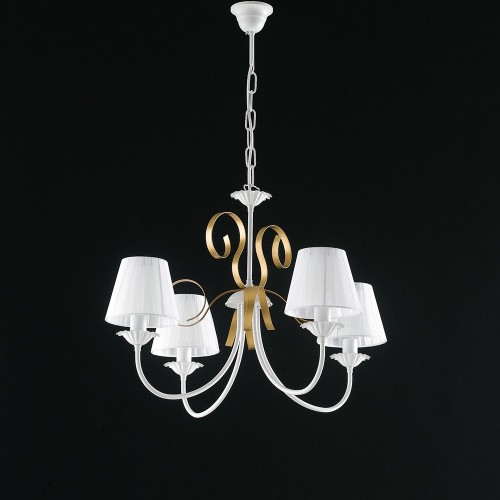 Modern shabby chic wrought iron chandelier with bon-225 lampshades