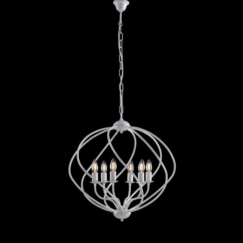 Shabby chic white and silver wrought iron chandelier bon-276