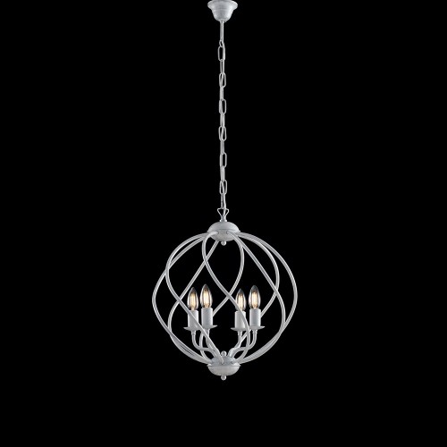 Shabby chic white and silver wrought iron chandelier bon-277