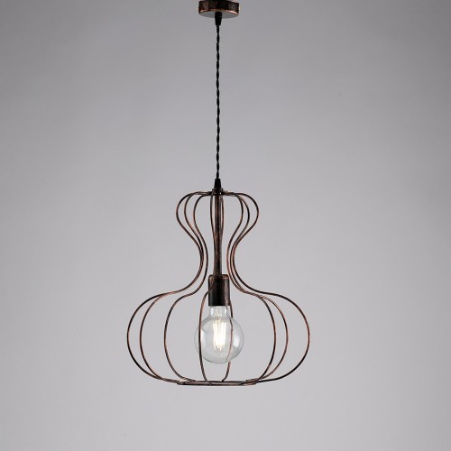 Vintage black and copper pendant chandelier 1 light bon-290