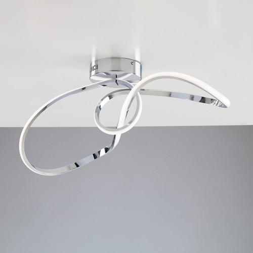 Plafoniera a led da soffitto design moderno cromata bon-308