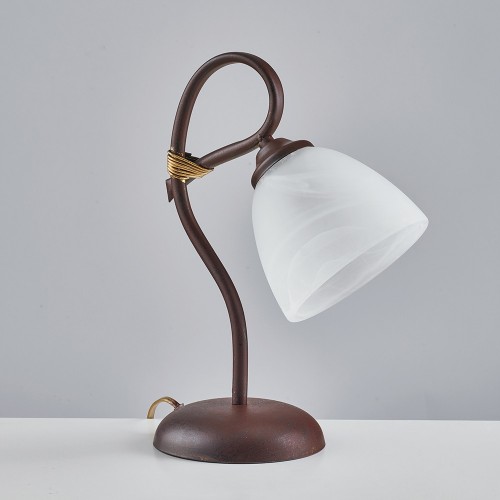 Rust wrought iron bedside table lamp abat jour bon-313