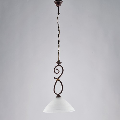 Suspension lamp in rust wrought iron 1 light bon-317